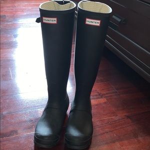 Knee High Matte Black Hunter Rain boots